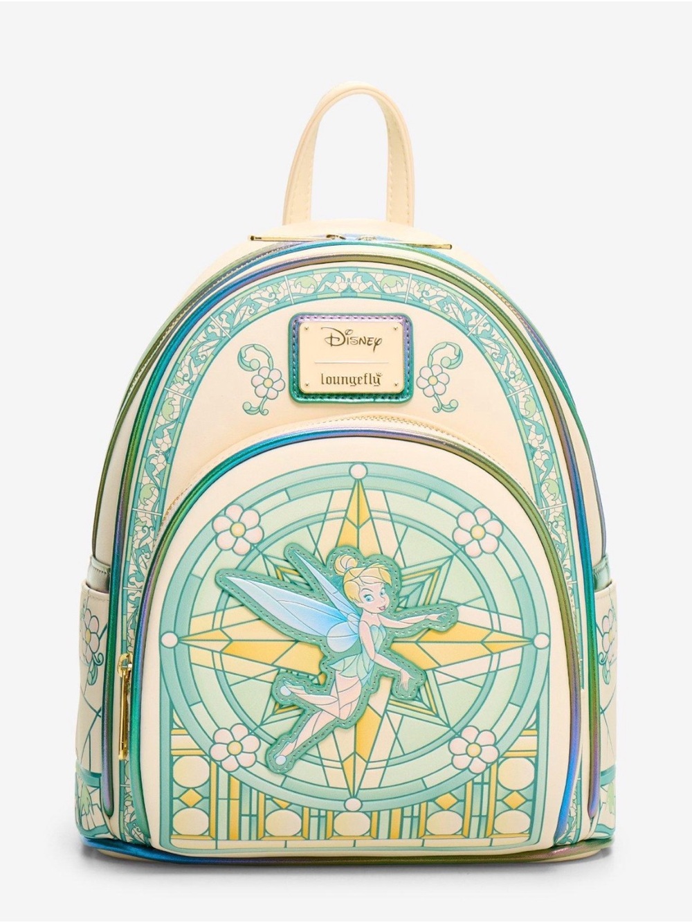 New Loungefly Disney Peter Pan Tinker Bell Iridescent Stained Glass Backpack